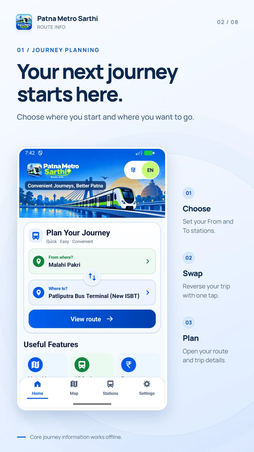 Plan your journey — Patna Metro Sarthi Android