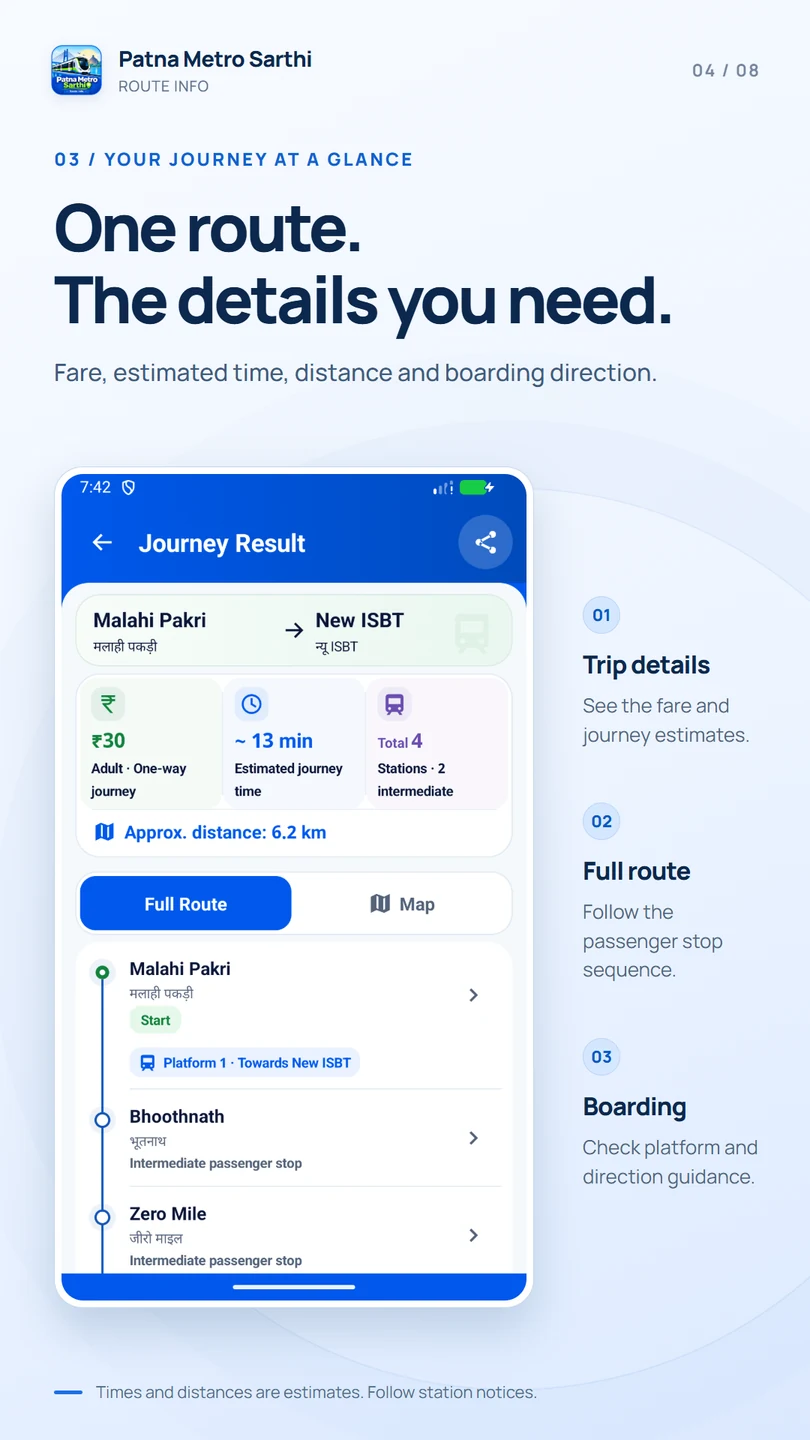 Journey details — Patna Metro Sarthi Android